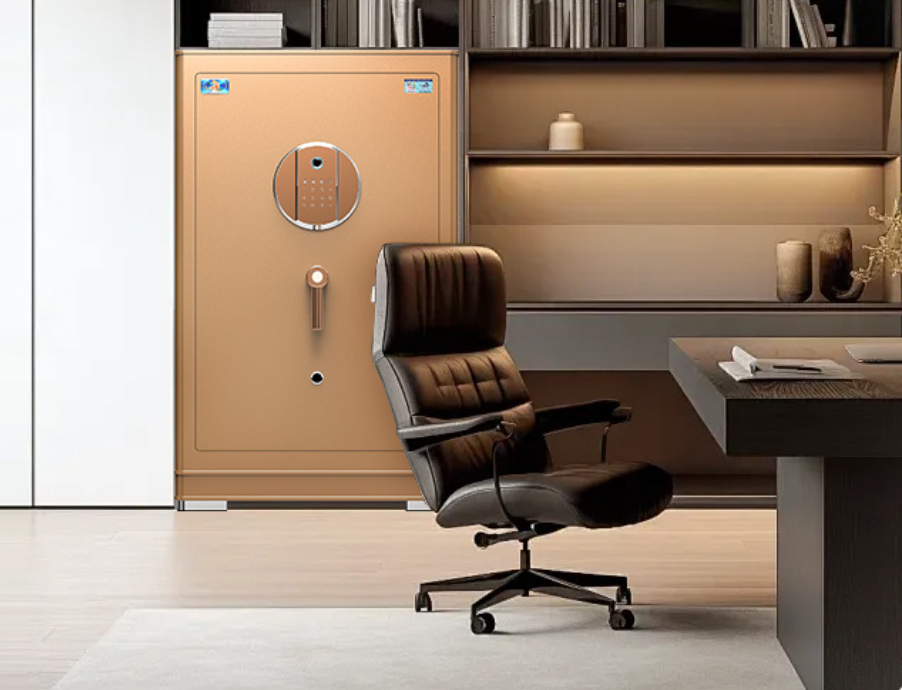 Két sắt gia đình đạt tiêu chuẩn chứng nhận CSP, két sắt thép nguyên khối chống trộm D45 màu vàng sa mạc